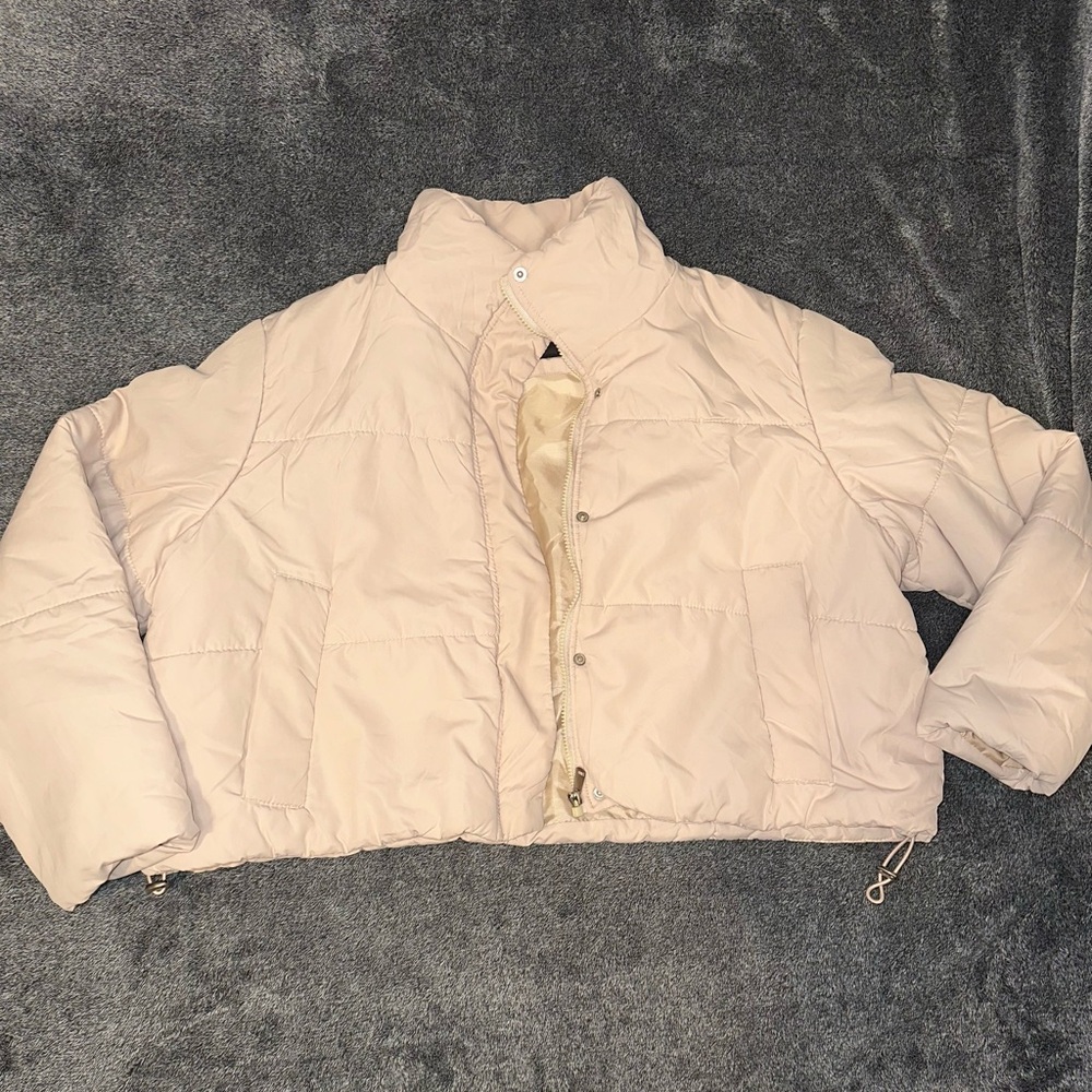 Fashion Nova Beige Puffer Jacket